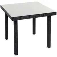 Proregal Poly-Rattan Gartentisch Mattis HxBxT 74,5x80x80 cm Schwarz Esstisch Beistelltisch Tisch Mit Glasplatte