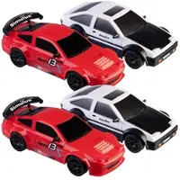 Simulus 4er-Set ferngesteuerte Drift-Sportwagen mit LEDs, 1:24, rot & silber