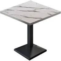 GGM Möbel BPA | Bistro Tisch | Quadratisch | Edelstahl Rand | 60 x 60 x 78,5 cm | Weiß Marmor / Schwarz