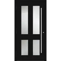 Haustuerenland.de Aluminium Haustür RC2 "MELANIE" 90 mm Signalschwarz RAL 9004 beidseitig außen öffnend DIN links