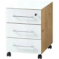 Germania Rollcontainer Monteria mit Aufbau Eiche Navarra, Weiß 400 x 500 x 550 mm