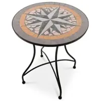 Raburg Mosaiktisch, 60 cm Ø, Gartentisch mit Mosaikmuster, Kleiner Balkon- und Terrassentisch mit mediterranem Flair, Grau-Terrakotta-Beige, Mayla