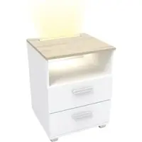 Kalb Material für Möbel kalb Mila - Nachtkonsole Nachttisch mit integriertem LED Licht, dimmbar Farbe: Eiche