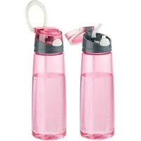 PEARL sports 2er-Set Kunststoff-Trinkflaschen mit Einhand-Verschluss, 700 ml, pink