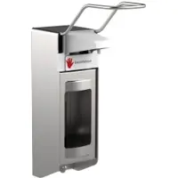 Gelzenleuchter Desinfektionsmittelspender UNI-PRO 05K LEVE, Kunststoffpumpe 21026 , Edelstahl-Gehäuse + Edelstahlwandhalter, 500 ml, langer Hebel
