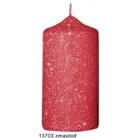 Kopschitz Kerzen Kerzen Glamour Glitter Stumpenkerzen Rot, 120 x 60 mm, 4 Stück