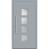 Haustuerenland.de Aluminium RC2 Haustür "DORA" flügelüberdeckend 78 mm Fenstergrau RAL 7040 beidseitig innen öffnend DIN links