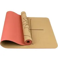 DELUKE Yogamatte Kork rutschfest EMMI [Mit Tragegurt] 4mm Dicke | Yoga Matte Fitnessmatte Trainingsmatte TPE Gymnastikmatte für Sport , Rot