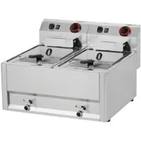 Wimar Elektro Doppel-Fritteuse Friteuse Standgerät 2x 8 Liter 660x600x290mm Fritöse
