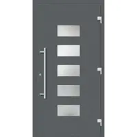 Haustuerenland.de Smarte Haustür "ANNELIESE" 79 mm RC2 mit Fingerprint Basaltgrau RAL 7012 beidseitig außen öffnend DIN rechts