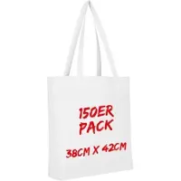 TEXXILLA Baumwolltasche Mehrpack mit zwei langen Henkeln, Boden- und Seitenfalte, Weiß, weiß