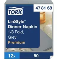 Tork LinStyle Dinnerservietten Grau, 1/8‐Falz, 40 cm × 39 cm, 12 × 50 Serviette...