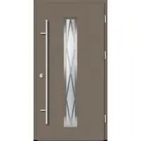 Haustuerenland.de Aluminium Landhaustür "AURORA" 82 mm RC2 Diamant-Applikationen Beigegrau RAL 7006 beidseitig außen öffnend DIN rechts