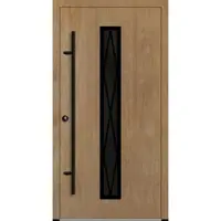Haustuerenland.de Aluminium Landhaustür "AURORA" 82 mm RC2 BLACKLINE Diamant Sprossenfelder Turner Oak holzähnlich beidseitig innen öffnend DIN links