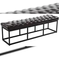 DELUKE Sitzbank MEXICO Kunstleder Braun 150x38x46cm Sitzbank Flur Sitzhocker Esszimmerbank Polsterbank Schlafzimmer