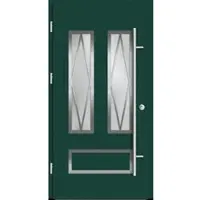 Haustuerenland.de Aluminium Landhaustür "HERMINE" 82 mm RC2 Sprossenfelder Moosgrün RAL 6005 beidseitig außen öffnend DIN links