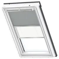 Velux Vorteils-Set Verdunkelungsrollo uni grau und Faltstore Plissee weiß manuell Rahmen aluminium DFD S04 0705S
