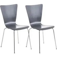 DELUKE 2er Set Besucherstuhl TOKYO - Holz Grau 43x50x84 cm | Besucherstühle Konferenzstuhl Wartezimmerstuhl Bürostühle Bürostuhl Konferenzraum Wartezimmer