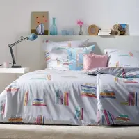 Apelt Mako-Satin Bettwäsche Books grau 155x220 cm + 80x80 cm - grau;bunt