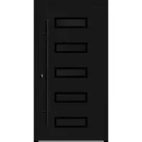 Haustuerenland.de Aluminium Haustür "AGADA" 82 mm RC2 BLACKLINE Tiefschwarz RAL 9005 beidseitig innen öffnend DIN links