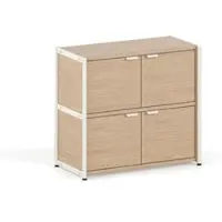 TIPTOE - Unit Regalsystem, H 75 x 84 cm, inkl. 2 Türen, Eiche / cream white