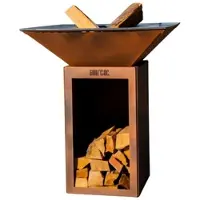 Grill'Chic brasero cevenol stahl holz quadratisch 74 corten-imitat doppelter tank