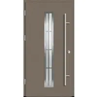 Haustuerenland.de Aluminium Landhaustür "AURORA" 82 mm RC2 8 Sprossenfelder Beigegrau RAL 7006 beidseitig außen öffnend DIN links