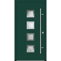 Haustuerenland.de Aluminium Haustür "ANTOINETTE" 82 mm RC2 Moosgrün RAL 6005 beidseitig innen öffnend DIN rechts