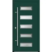 Haustuerenland.de Aluminium Haustür "AGADA" 82 mm RC2 Moosgrün RAL 6005 beidseitig innen öffnend DIN links