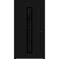 Haustuerenland.de Aluminium Landhaustür "AURORA" 82 mm RC2 BLACKLINE 8 Sprossenfelder Tiefschwarz RAL 9005 beidseitig innen öffnend DIN rechts