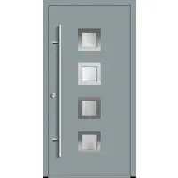Haustuerenland.de Aluminium Haustür "ANTOINETTE" 82 mm RC2 Silbergrau RAL 7001 beidseitig innen öffnend DIN links