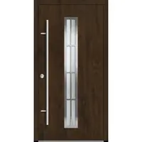 Haustuerenland.de Aluminium Landhaustür "AURORA" 82 mm RC2 8 Sprossenfelder Nussbaum holzähnlich beidseitig innen öffnend DIN links