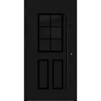 Haustuerenland.de Aluminium Landhaustür "MARLIES" 82 mm BLACKLINE Sprossenfelder Tiefschwarz RAL 9005 beidseitig außen öffnend DIN links