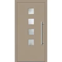 Haustuerenland.de Sichere Haustür "BEATRICE" 79 mm RC3 Graubeige RAL 1019 beidseitig innen öffnend DIN rechts