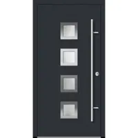 Haustuerenland.de Aluminium Haustür "ANTOINETTE" 82 mm RC2 Anthrazit RAL 7016 beidseitig innen öffnend DIN rechts