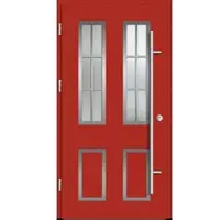 Haustuerenland.de Aluminium Landhaustür "CORGINA" 82 mm RC2 Sprossenfelder Feuerrot RAL 3000 beidseitig außen öffnend DIN links