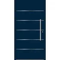 Haustuerenland.de SCHÜCO Aluminium Haustür "LINOLA" ADS 75.SI RC2 Stahlblau RAL 5011 beidseitig innen öffnend DIN rechts