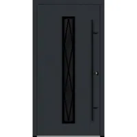 Haustuerenland.de Aluminium Landhaustür "AURORA" 82 mm RC2 BLACKLINE Diamant Sprossenfelder Anthrazit RAL 7016 beidseitig innen öffnend DIN rechts
