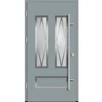 Haustuerenland.de Aluminium Landhaustür "HERMINE" 82 mm RC2 Sprossenfelder Silbergrau RAL 7001 beidseitig außen öffnend DIN links