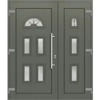 Haustuerenland.de Kunststoff Landhaustür zweiflügelig "LILO" 71 mm Quarzgrau RAL 7039 beidseitig außen öffnend DIN links