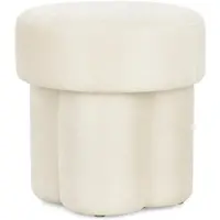 Bizzotto Hocker Glenda aus Stoff, modern gepolstert, creme-weiß, rundes Design für Dein Zuhause