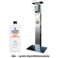 Dr. Grimm Wiegand's Aktionsset DR. GRIMM 60 x Händedesinfektion + GRATIS Spendersäule 15283+15145 , Aktionsset