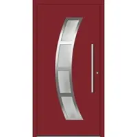 Haustuerenland.de Aluminium Haustür RC2 "MEIKE" 78 mm Edelstahl Purpurrot RAL 3004 beidseitig innen öffnend DIN rechts