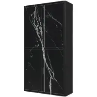 PaperFlow easyOffice Rollladenschrank Motiv schwarzer Marmor silber, 110x204x41.5 cm