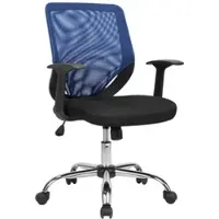 Dmora Bürostuhl Daaro, Mesh Chefsessel mit Armlehnen, Ergonomischer Bürositz, 60x54h90/98 cm, Schwarz und Blau