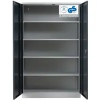 Proregal Stahlschrank BEE mit 4 lackierten Fachböden | HxBxT 195x120x42cm | Grau-Anthrazit | Werkstattschrank Werkzeugschrank Aktenschrank