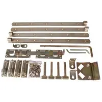 Meingartenversand.de Torbänder Doppeltor - aus gelb verzinktem Stahl mit Ladenbändern, verstellbaren Kloben, Überwurfriegel, Torfeststeller, Auflaufbock & Montagematerial