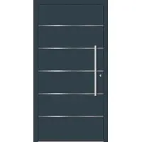Haustuerenland.de SCHÜCO Aluminium Haustür "LINOLA" ADS 75.SI RC2 Anthrazit RAL 7016 beidseitig innen öffnend DIN rechts