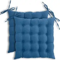 Wometo 2er Set Sitzkissen Stuhlkissen 40x40 OEKO-TEX - türkis blau Sitzauflage Bank Polster Sitzpolster mit Bändern / Schleife, Indoor / Outdoor