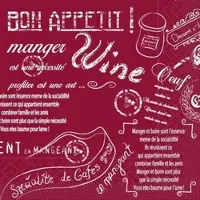 Mank Serviette aus Tissue - Script in Bordeaux, 33 x 33 cm, 100 Stück - Schriften Wein